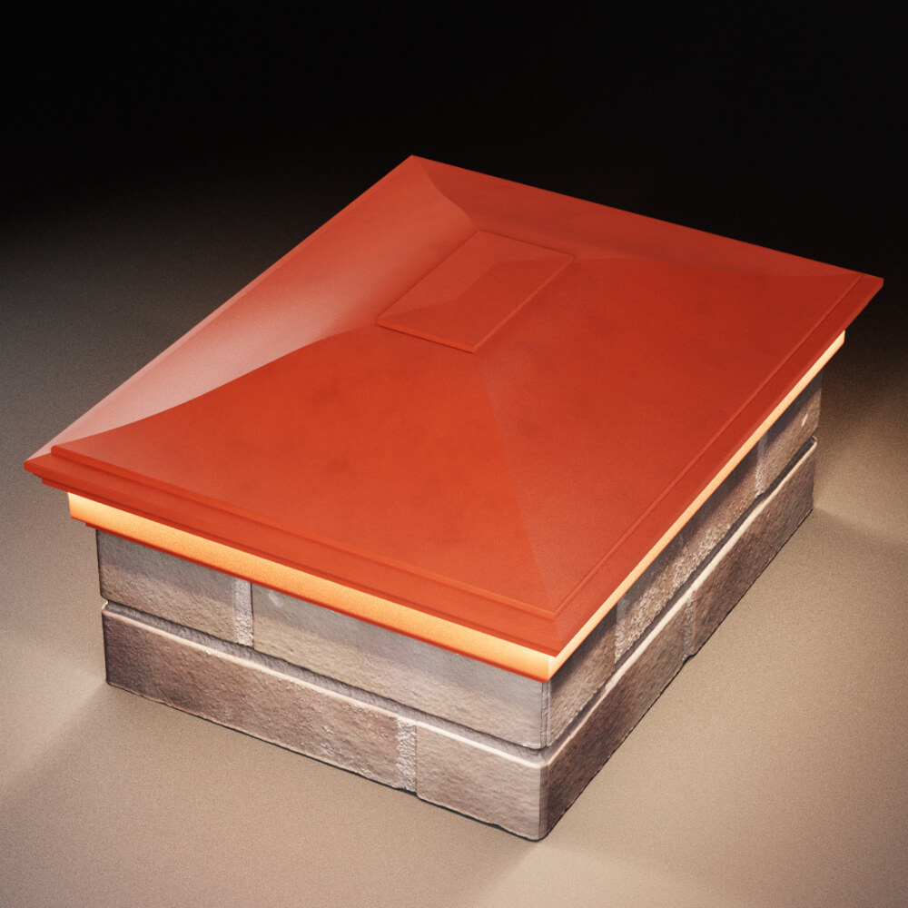 Колпак Zking Монблан Красный на столб 2х1.5 кирпича (515х385мм) c подсветкой